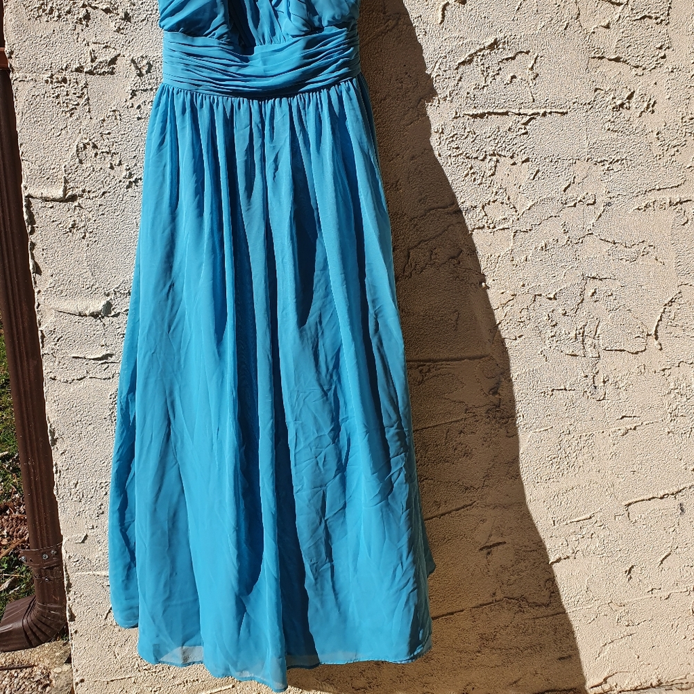 Blue Ruched Prom / Formal Gown - Picture 2 of 5